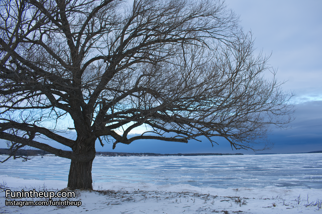Keweenaw Bay, blue ice, winter wonderland, snowfall, winter